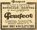 Publicité Cycles Peugeot Bordeaux-Saintes 1938