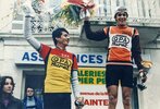 Podium de Jean Luc Gilbert et de Daniel Fedon course Bordeaux-Saintes 1984