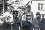 Podium de Serge Polloni et de Daniel Fedon course Bordeaux-Saintes cycliste 1982