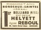 Publicité Cycles Helyett Bordeaux-Saintes 1935