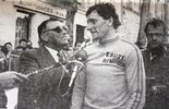 Podium de Michel Duffour course Bordeaux-Saintes 1985 (photo Sud-Ouest)